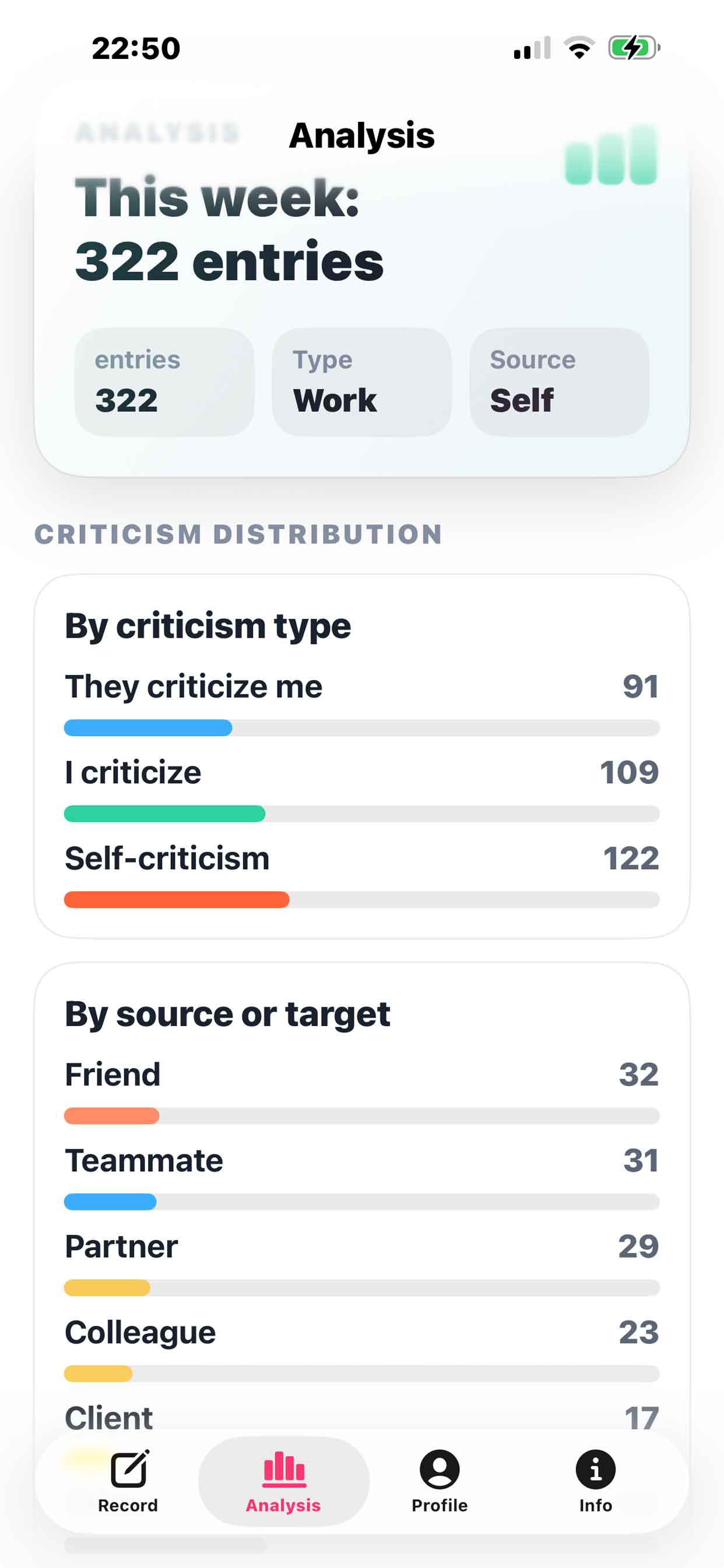 Critly app profile screen